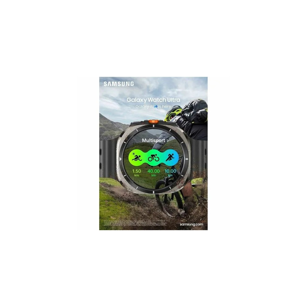 Samsung SM-L705FZS1XSA Galaxy Watch Ultra SM-L705F Smart Watch - 47.40 mm Case Height - 47.10 mm Case Width - Titanium Silver Body Color - Titanium, Silver Band Color - Wireless LAN - 4G - LTE - Accelerometer, Barometer, Bioelectrical Impedance Analysis (