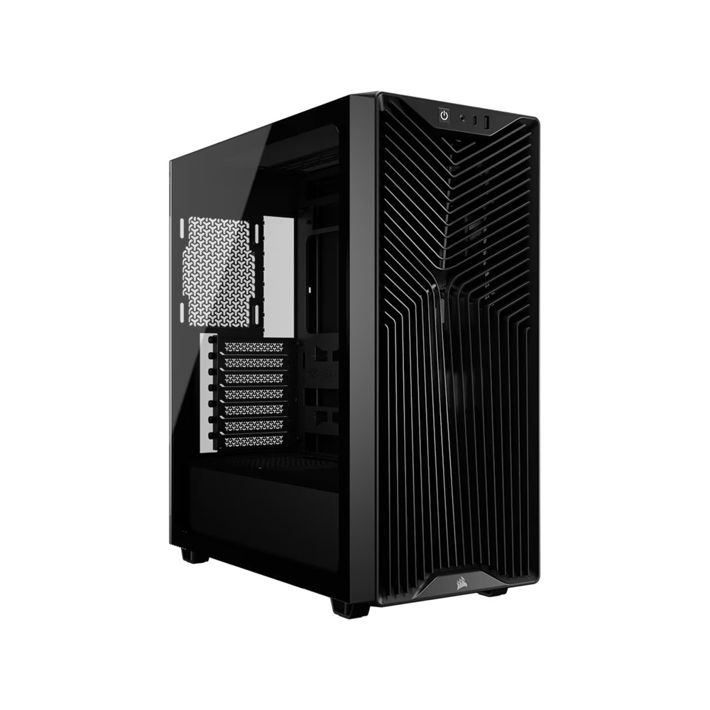 Corsair CC-9011334-WW 3200D RS Mid-Tower PC Case - Black, ATX mATX ITX, TG panel, 400mm GPU, 165mm CPU, 360mm rad, USB-C, 7 slots, 2x2.5 1x3.5, 2yr wty, steel TG - Image 1
