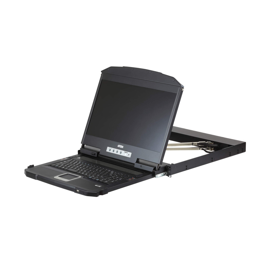 Aten CL3800NW-ATA-AU Rackmount Dual Rail LCD Console VGA,HDMI,DVI & USB w/ 18.5' LCD Display, 1x Custom KVM Cable Included, 1920x1080@60hz Display, LED Illumination L - Image 1