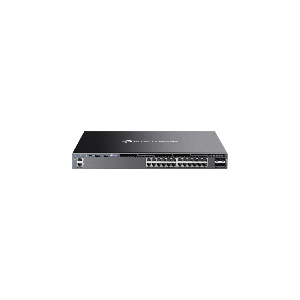 TP-LINK SG6428X Omada 24-Port Gigabit Stackable L3 Managed Switch with 4 10GE SFP+ Slots, 24× Gigabit RJ45 Ports, 4× 10G SFP+ Slots, RJ45/Type C USB C - Image 1
