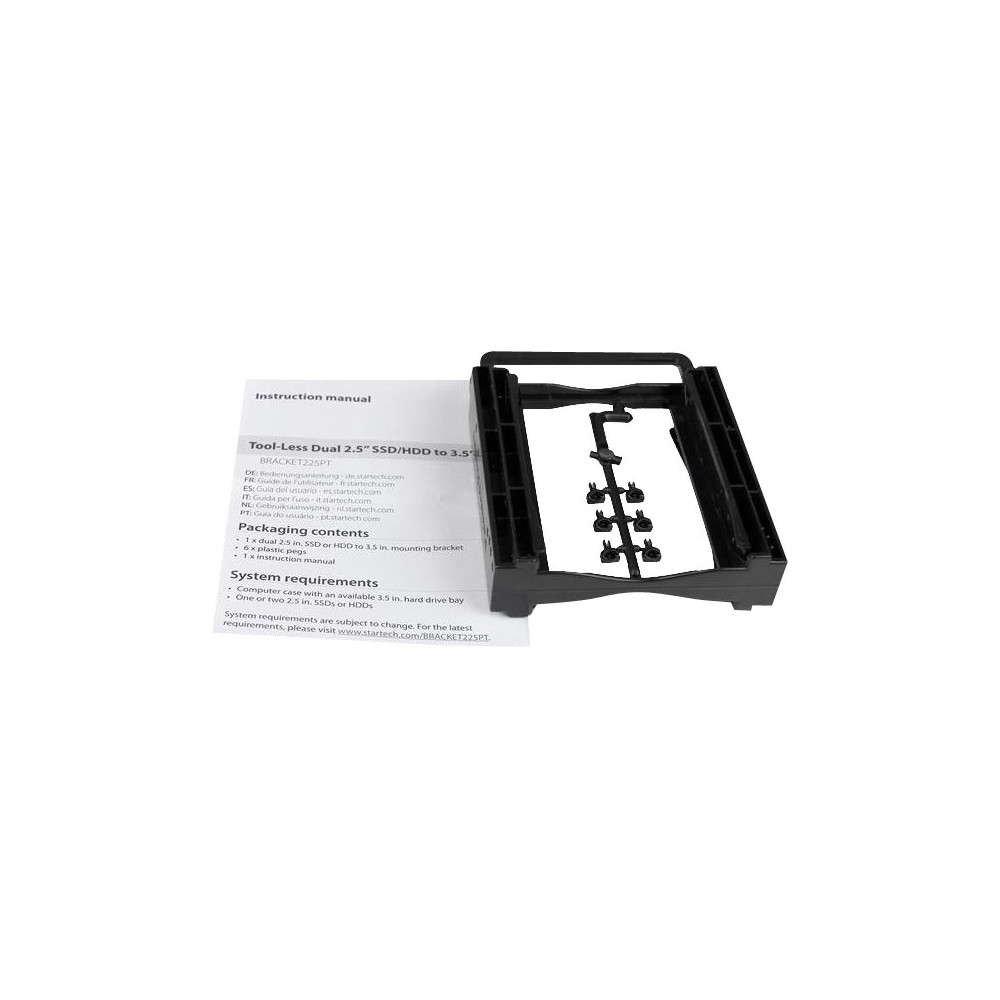 StarTech BRACKET225PT DUAL 2.5" TO 3.5" DRIVE BAY MOUNTING BRACKET, 5MM TO 12.5MM, EASY INSTALL,2YR - Image 2