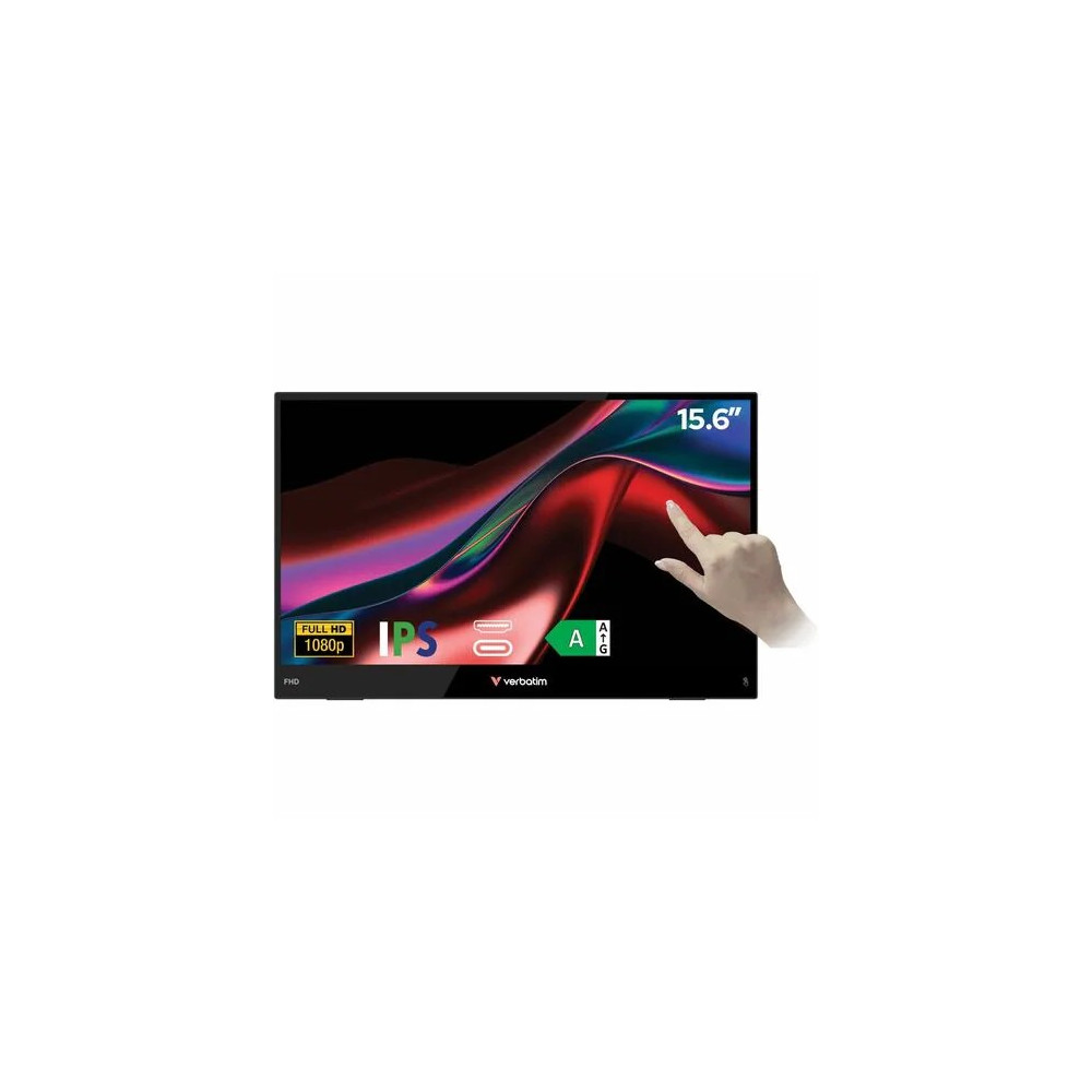 Verbatim 32407 LIGHT 16" Class LCD Touchscreen Monitor - 16:9 - 10 ms - 15.6" Viewable - Capacitive - 10 Point(s) Multi-touch Screen - 1920 x 1080 - Full HD - In-plane Switching (IPS) Technology - 250 cd/m² - Speakers - HDMI - USB - USB Type-C