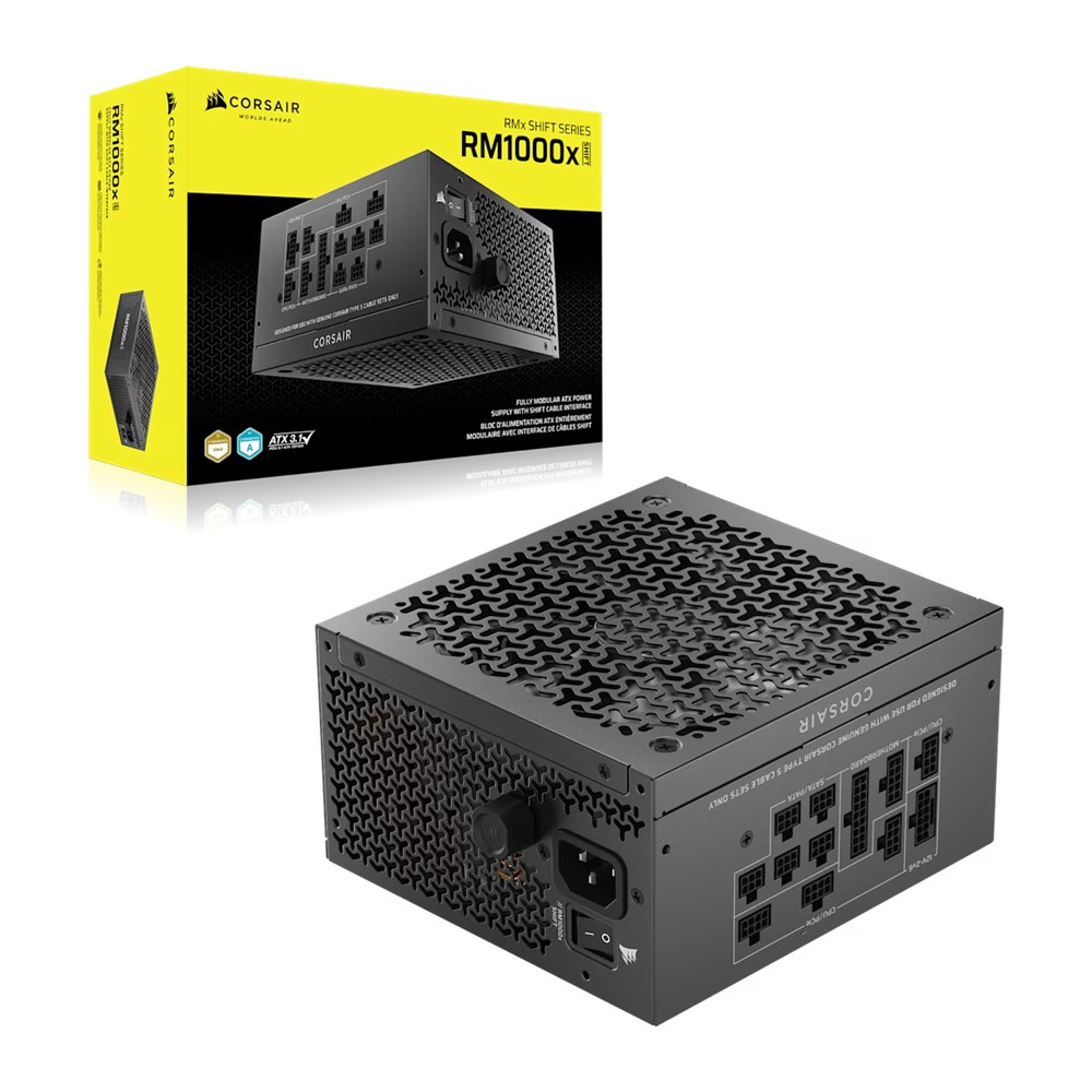 Corsair CP-9020300-AU RM1000x SHIFT Fully Modular ATX Power Supply (AU), 1000W, ATX 3.1, Gold efficiency, FDB 140mm fan, fully modular, zero RPM, 10yr warranty - Image 1