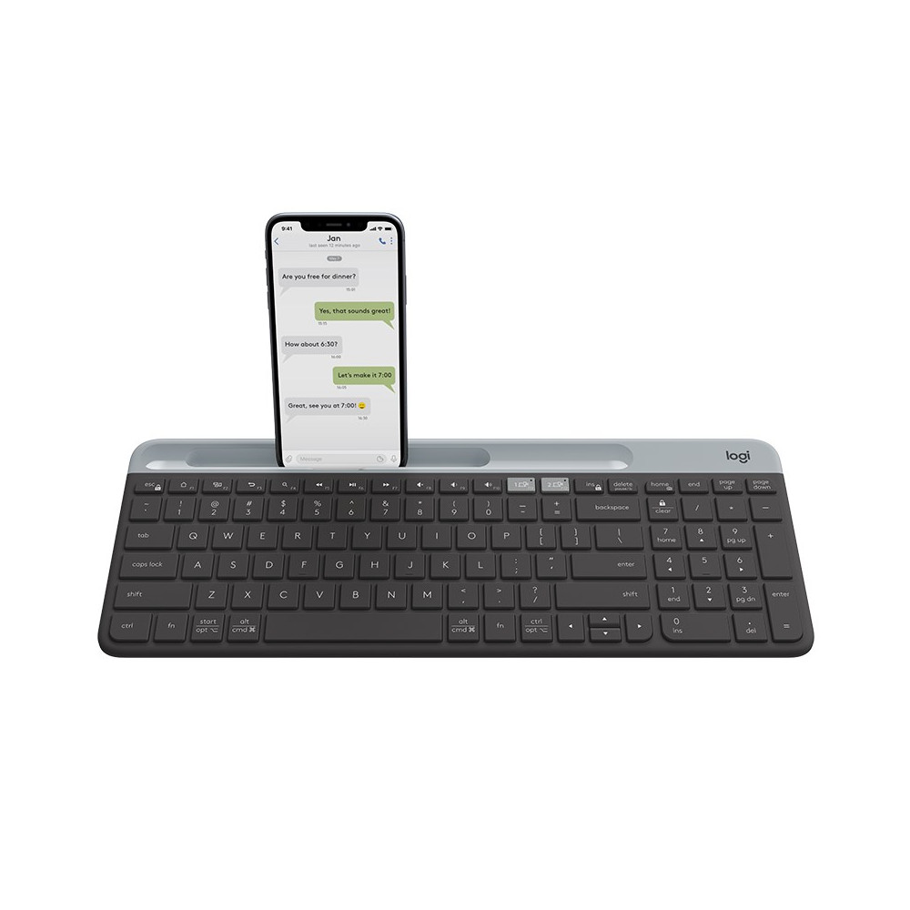 Logitech 920-009210 K580 Unifying Slim Easy Switch Multi-Device Wireless Keyboard - 18 months Battery Life, Mac/iOS/Andriod/Windows, Bluetooth + USB - Graphite - Image 1