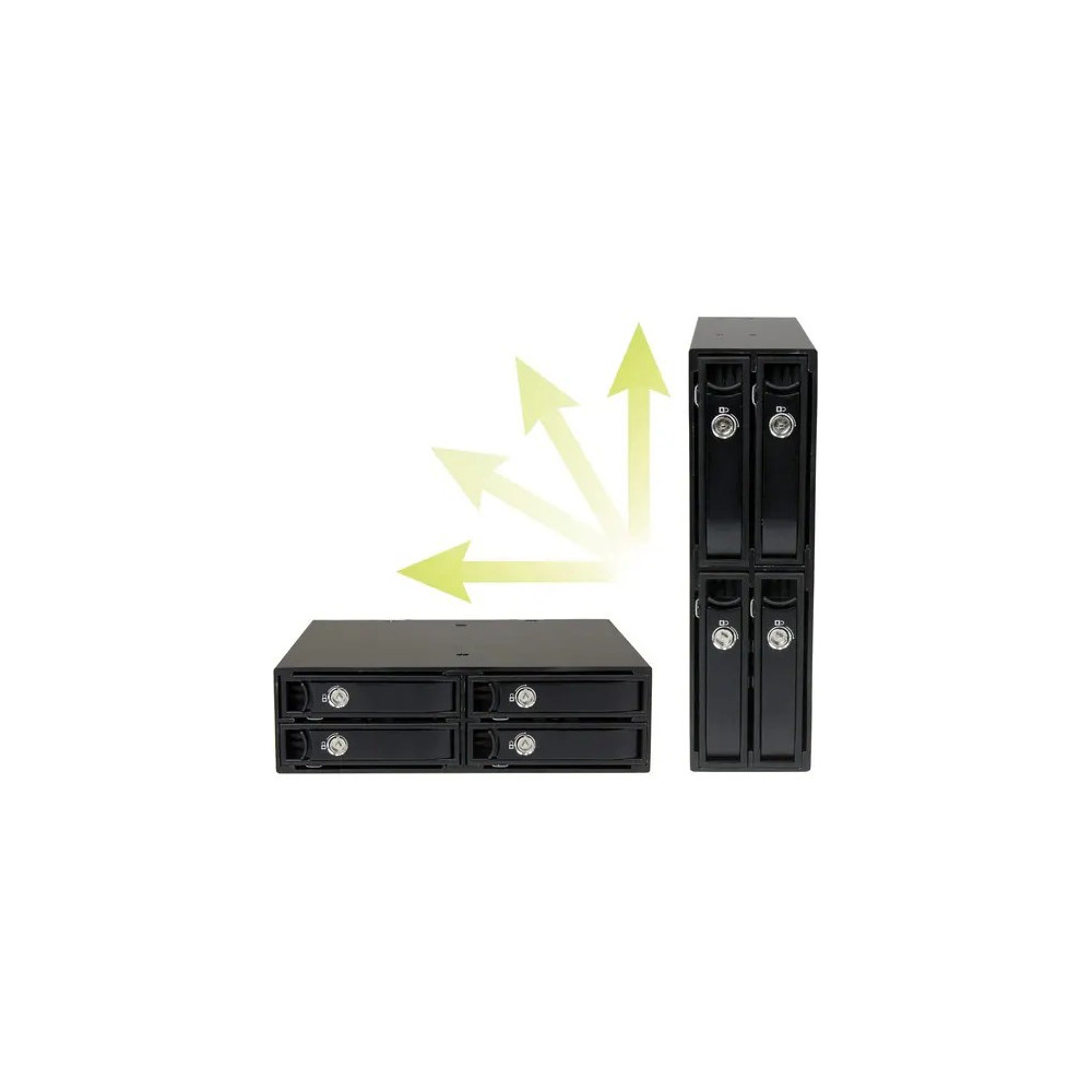 StarTech SATSASBP425 Drive Enclosure for 5.25" SATA/600, Serial Attached SCSI (SAS) - Serial ATA/600 Host Interface Internal - Black - 4 x HDD Supported - 4 x SSD Supported - 4 x Total Bay - 4 x 2.5" Bay - Aluminium - Image 10