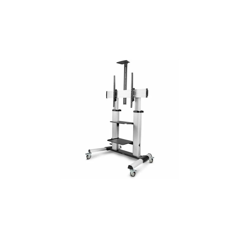 StarTech 1110C-MOBILE-TV-CART Rolling TV Cart/Stand On Wheels, For 60-100inch Flat Screens and 220lb, Height Adjustable Mobile Trolley Mount/Portable Stand - VESA-compatible, heavy-duty mobile TV stand/trolley supports flat-screen TVs from 60-10 - Image 1