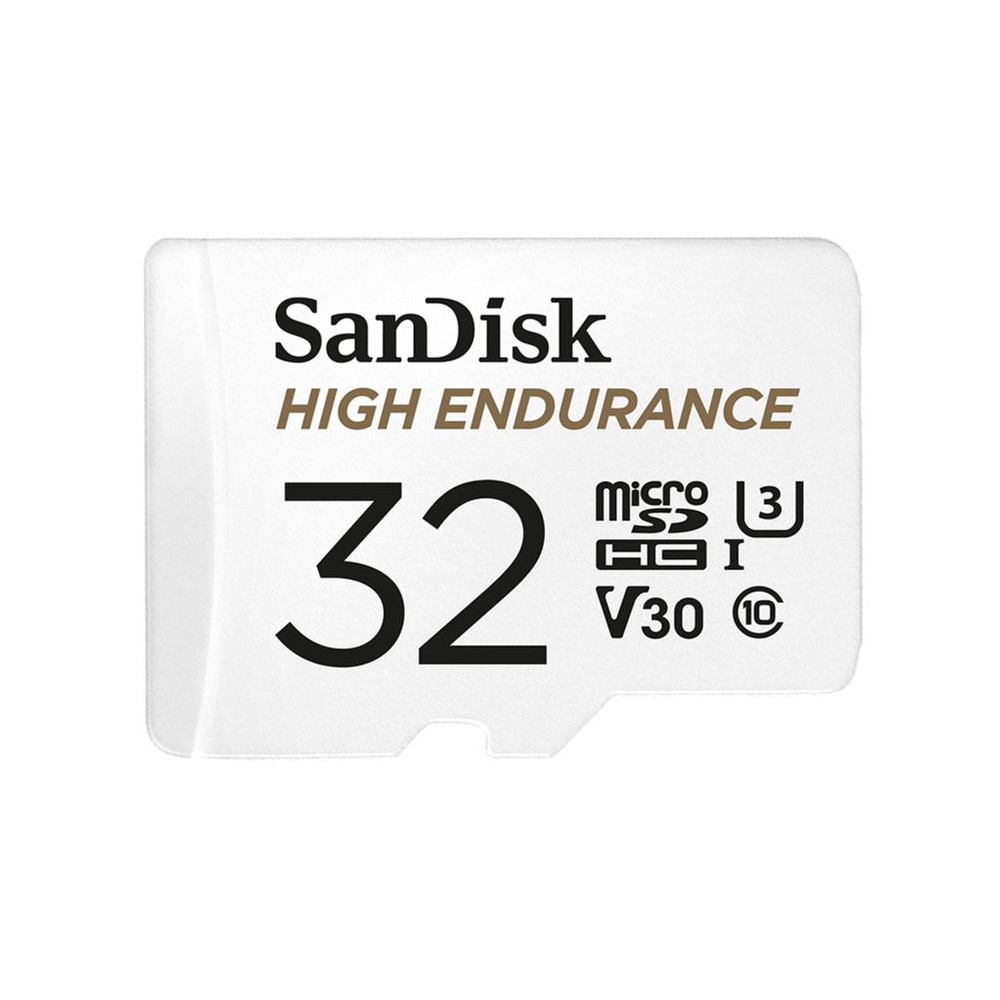 Sandisk SDSQQNR-032G-GN6IA High Endurance 32GB microSD 100MB/s 40MB/s 2.5K hrs 4K UHD C10 U3 V30 -40°C to 85°C Heat Freeze Shock Temp Water X-ray Proof SD Adapter >16GB - Image 1