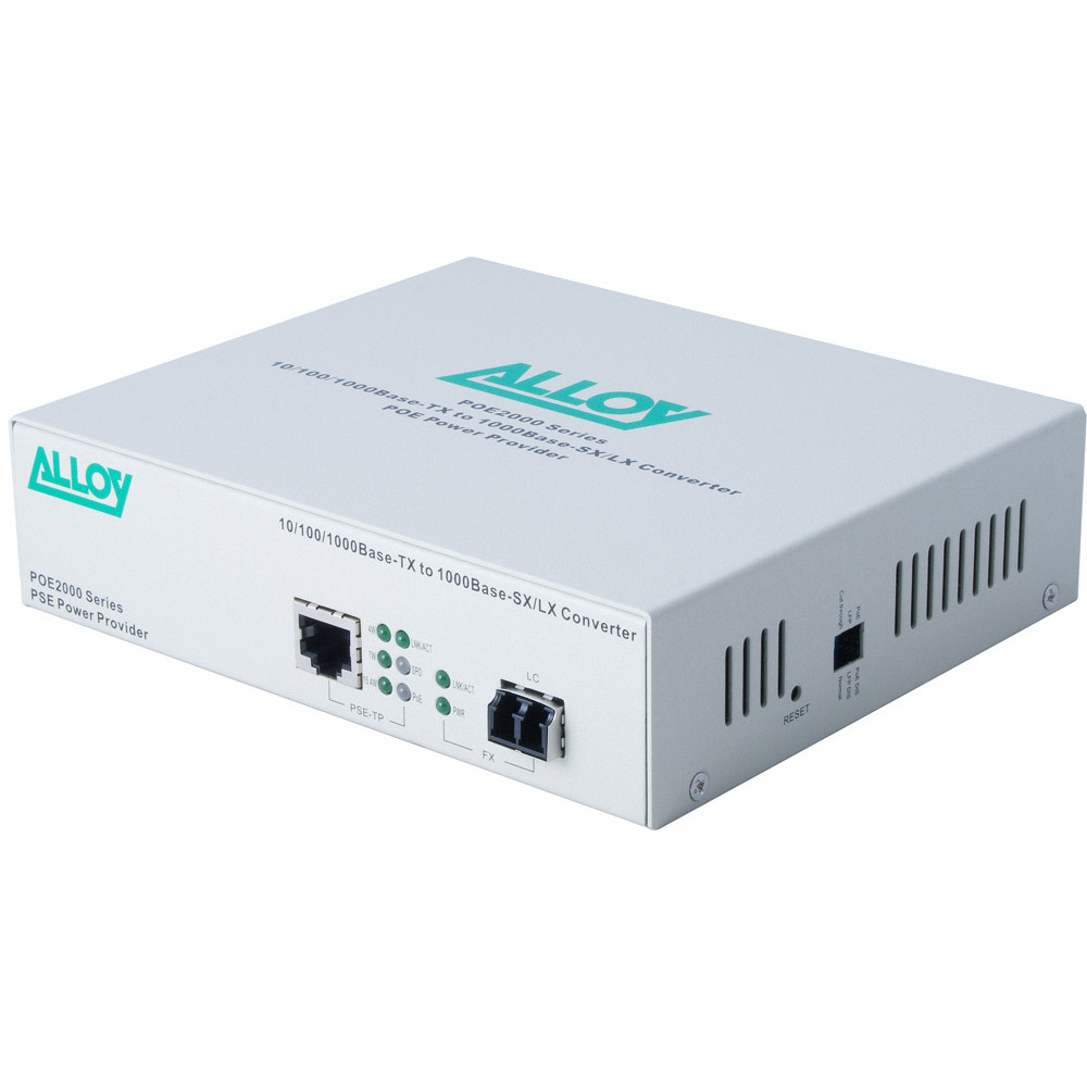 Alloy POE2000LC.10 10/100/1000Base-T PoE RJ-45 to 1000Base-LX SingleMode (LC). Wavelength: 1310nm. Max. range 10Km (EOL) - Image 1