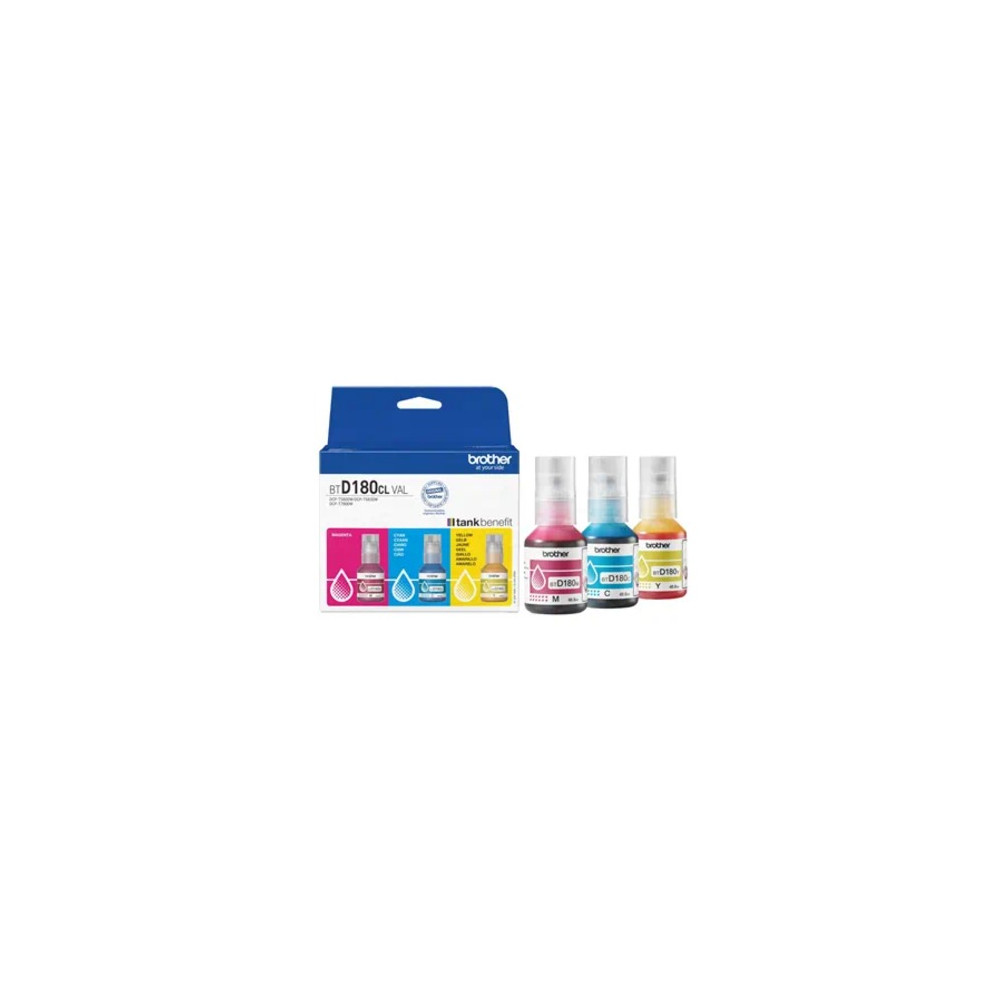 Brother BTD180CLVAL *NEW* BTD180 COLOUR VALUE PACK 1X CYAN, 1X MAGENTA, 1X YELLOW - for DCP-T580DW - Image 1