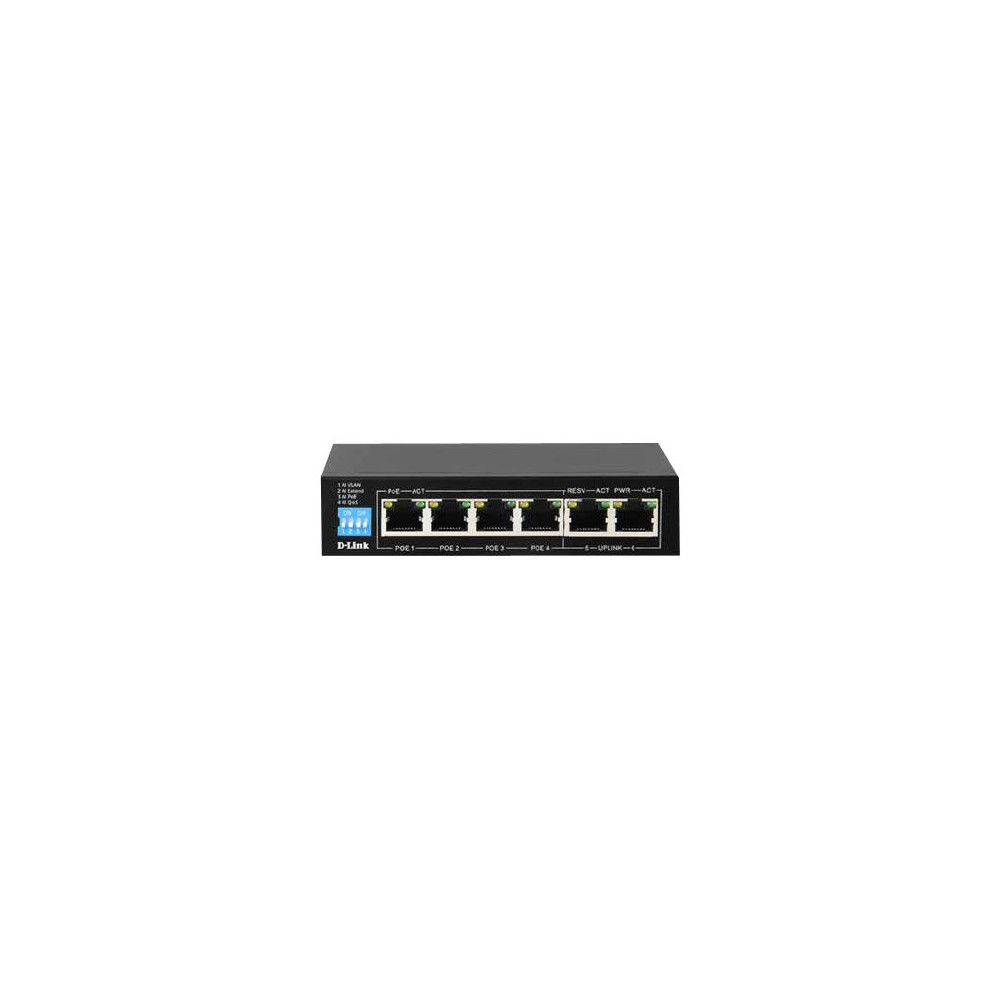 D-Link DGS-F1006P-E 6P GIGABIT POE SWITCH WITH 4 LONG REACH POE PORTS (60W) AND 2 UPLINK PORTS - Image 1
