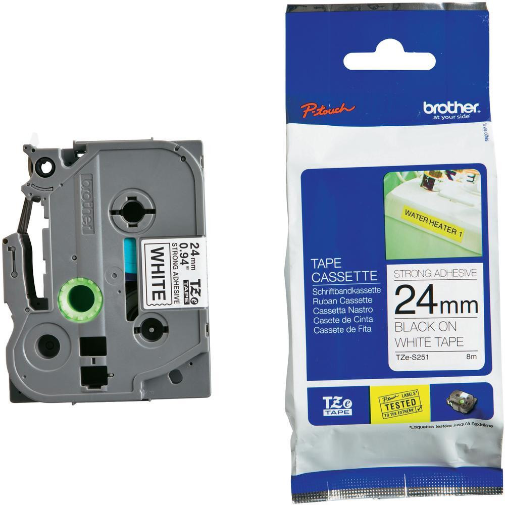 Brother TZE-S251 24MM Black White Tape Strong Adhesive TZE Tape - Image 1