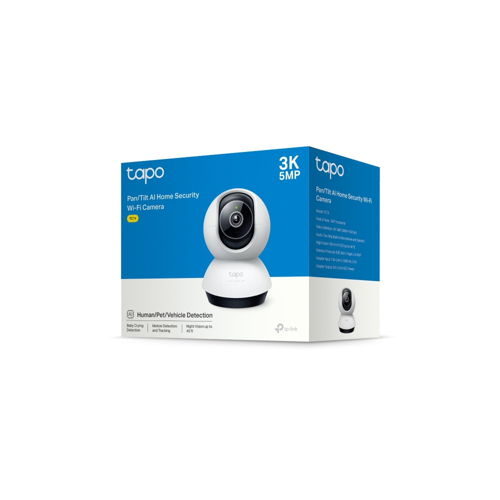 TP-LINK TC74 Pan/Tilt AI Home Security Wi-Fi Camera , 3K 5MP (2880×1620), 2.4 GHz, Horizontal 360º - Image 1