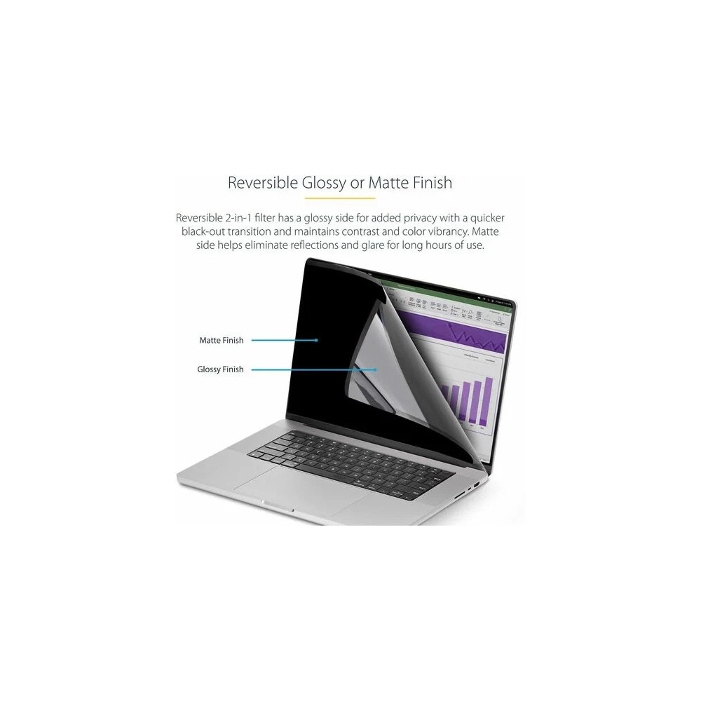 StarTech 13MAM-PRIVACY-SCREEN 13" LAPTOP PRIVACY SCREEN FILTER, 16:10, MACBOOK AIR, MAG, MATTE/GLOSSY, 2YR - Image 4