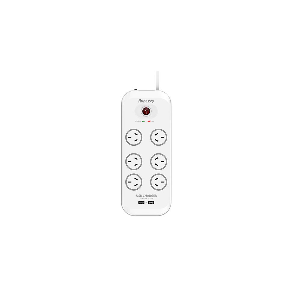 Huntkey PSUHUNSAC607 6-Outlet Surge Protector with 2 USB Charging Outlets (SAC607) - Image 6