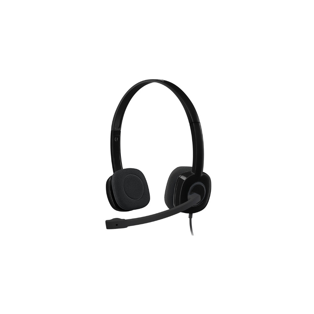 Logitech 981-000587 H151 Stereo Headset Light Weight Adjustable Headphones with Microphone 3.5mm jack In-line audio controls Noise-cancelling - Image 1
