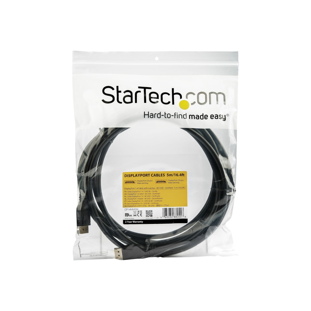 StarTech DP14MM5M 5M DISPLAY 1.4 CABLE, 8K 60HZ, UHD 4K 120HZ, HDR, VESA CERTIFIED, BLACK, LTW - Image 1
