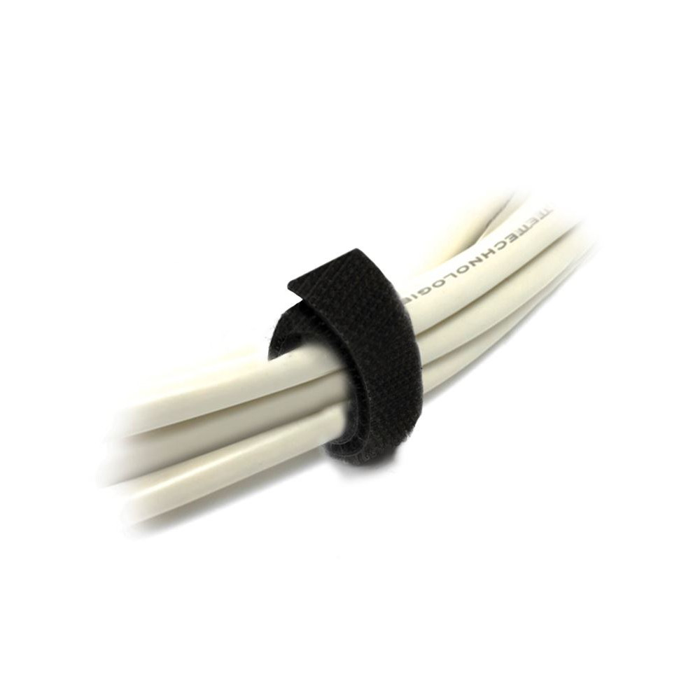 8ware 8WD-VELCT-25M 25m x 12mm Velcro Wide Cable Tie Hook & Loop Continuous One Sided Self Adhesive Fastener Sticky Tape Roll Black - Image 1
