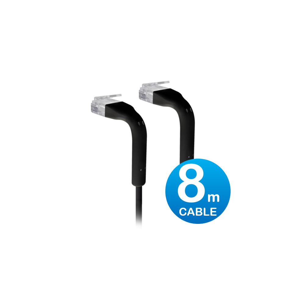 Ubiquiti U-CABLE-PATCH-8M-RJ45-BK UniFi Patch Cable 8m Black, Both End Bendable to 90 Degree, RJ45 Ethernet Cable, Cat6, Ultra-Thin 3mm Diameter - Image 1