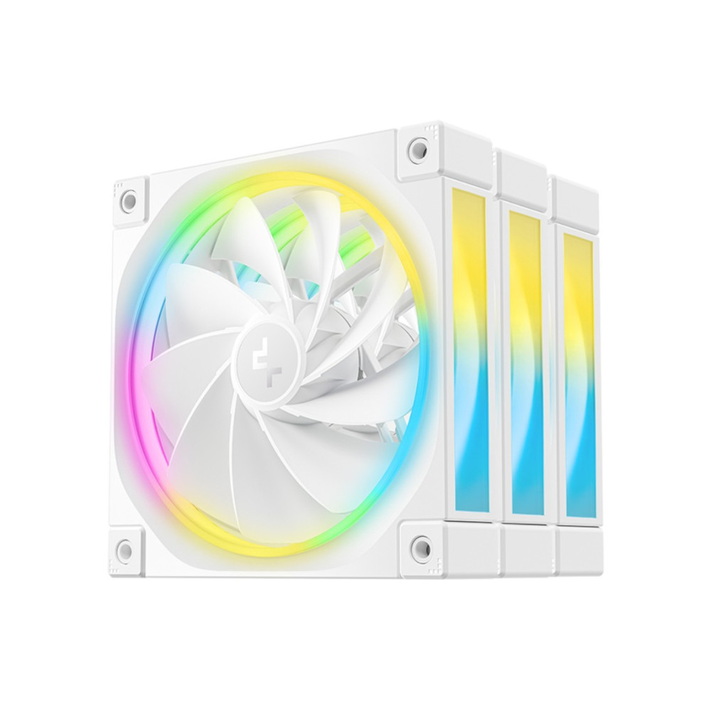 DEEPCOOL R-FL12R-WHAPN3-G FL12R White 120mm (3-Pack) Unique Addressable RGB High Performance Fans, Low Noise, 4-pin PWM, Fluid Dynamic Bearing - Image 1