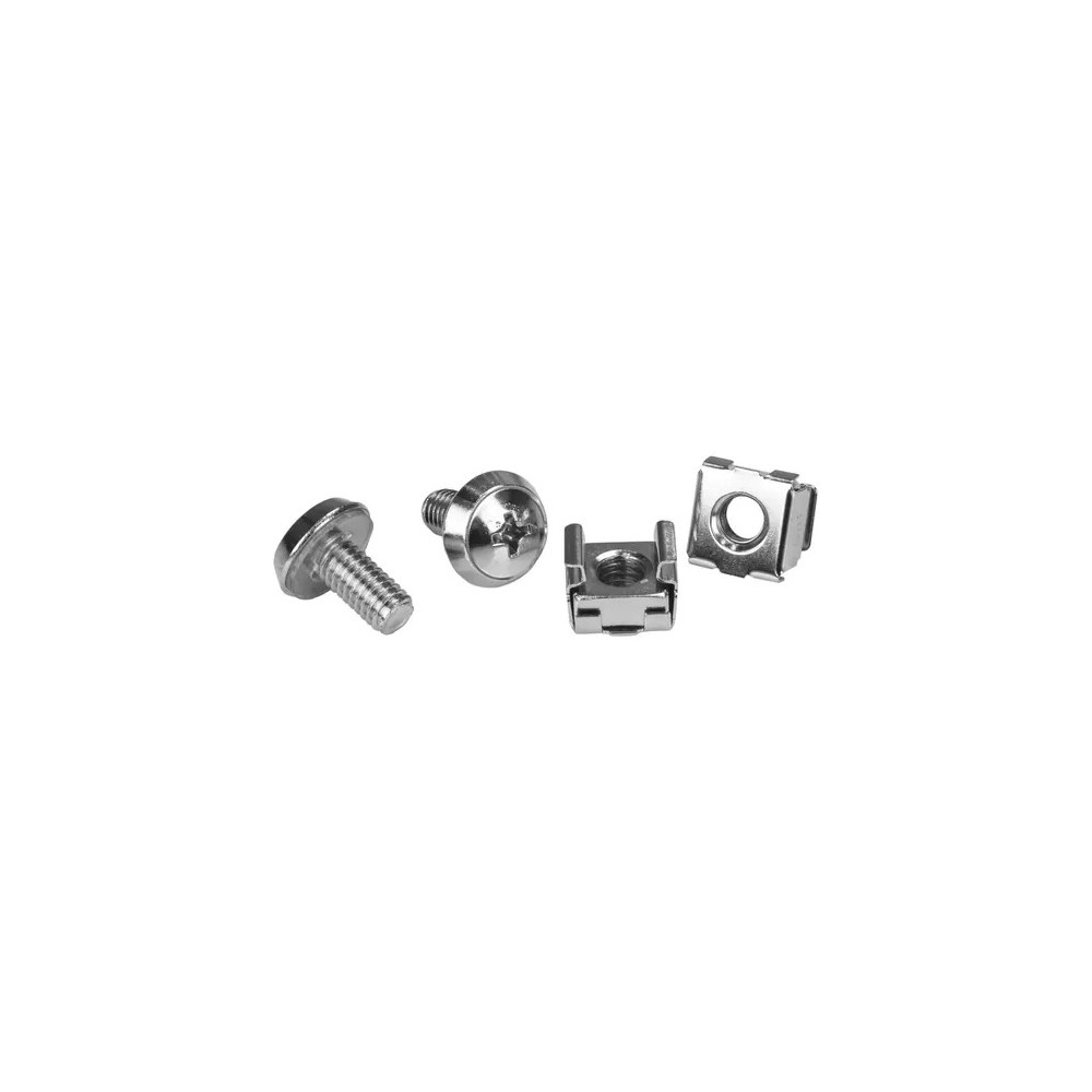 StarTech CABSCRWM620 Rack Screws - 20 Pack - Installation Tool - 12 mm M6 Screws - M6 Nuts - Cabinet Mounting Screws and Cage Nuts - Rack Screw, Cage Nut - 12 mm - Silver - 20 / Pack - Image 1