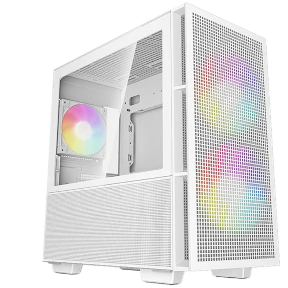 DEEPCOOL R-CH360-WHAPE3D-G-1 CH360 Digital White Micro ATX Case, Digital Status Display, Tempered Glass Window,1x USB 3.0, 1x USB-C, HD Aud - Image 1