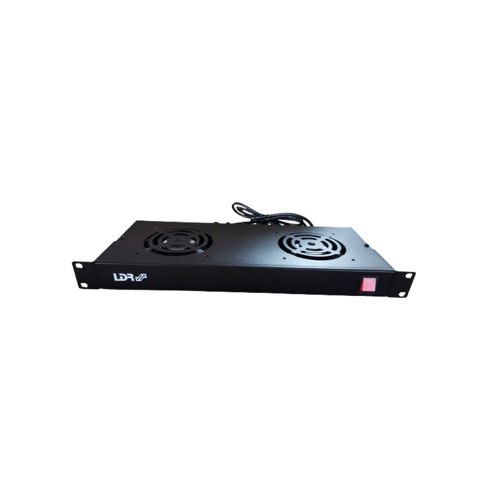 LDR WB-CA-12 2 Way Rackmountable Fan Kit with power switch - 2x Fans - 1U Size - Black Metal Construction - Image 1