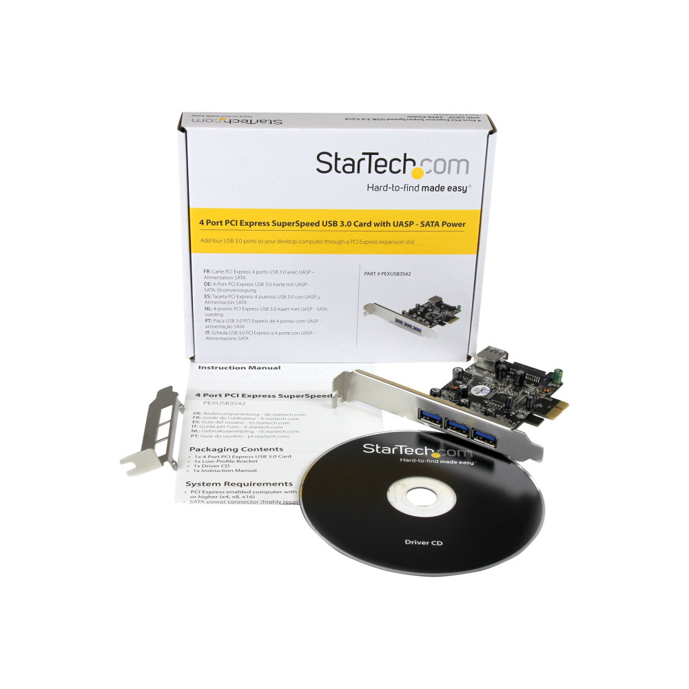 StarTech PEXUSB3S42 4PORT PCIe USB 3.0 ADAPTER CARD - 1 Int & 3 Ext - Image 1