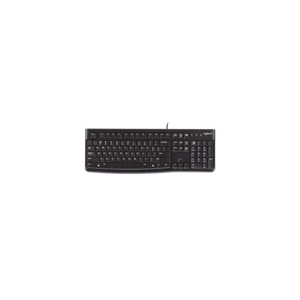 Logitech 920-002582 K120 Wired Keyboard Quiet typing Spill-resistant Durable keys Thin profile Curved space bar Adjustable tilt legs - Image 1