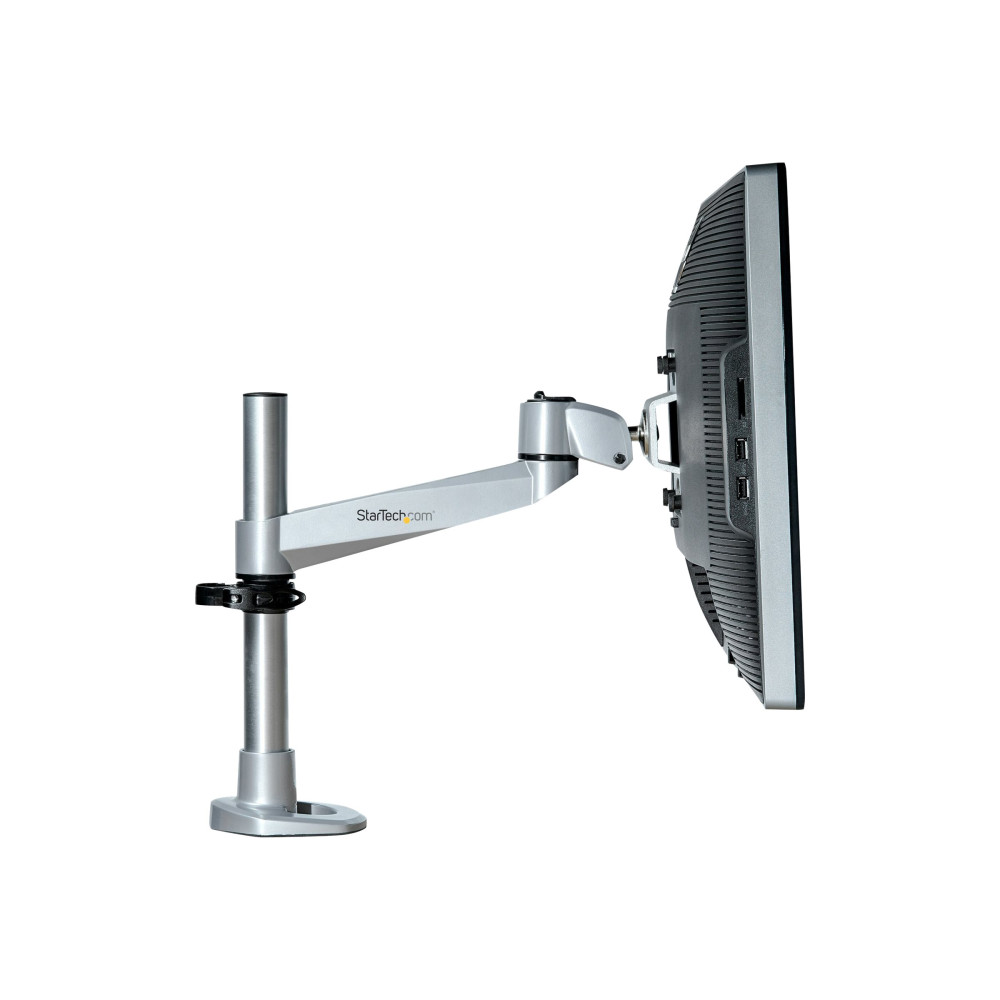 StarTech ARMPIVOTB2 SINGLE MONITOR DESK MOUNT <49", <14KG, FULL MOTION, H/ADJ, VESA, SILVER, 10YR - Image 2