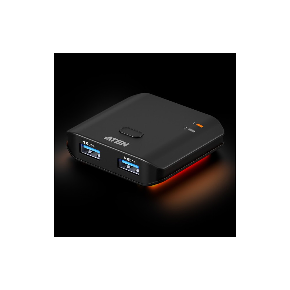 Aten US4322-AT Essential 2x2 USB 3.2 Gen 1 Sharing Switch, Sharing of two USB peripherals at blazing-fast 5 Gbps between two PCs at a press of the pushbutton. - Image 1