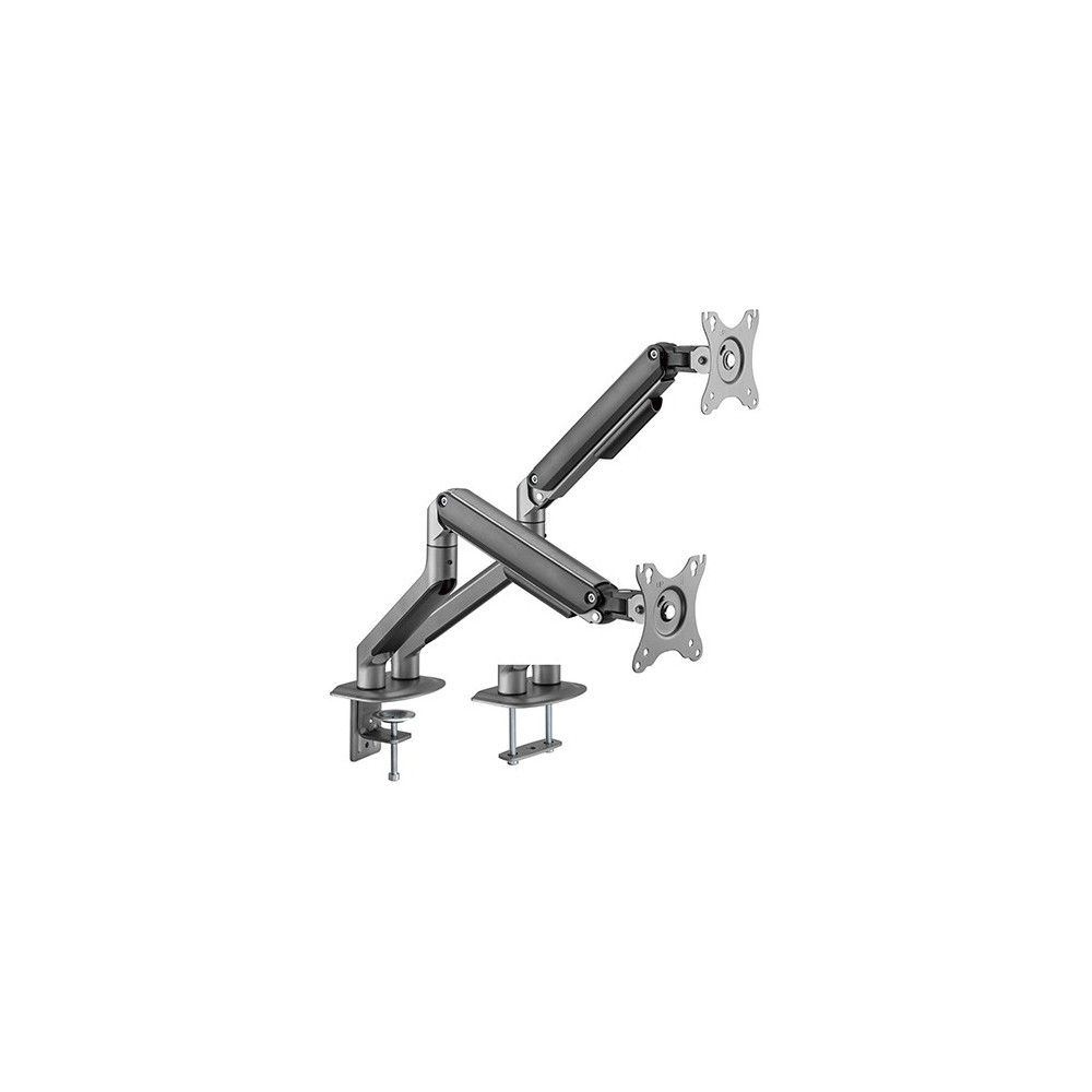 Brateck LDT63-C024-B Dual Monitor Economical Spring-Assisted Monitor Arm Fit Most 17'-32' Monitors, Up to 9kg per screen VESA 75x75/100x100 Space Grey - Image 1