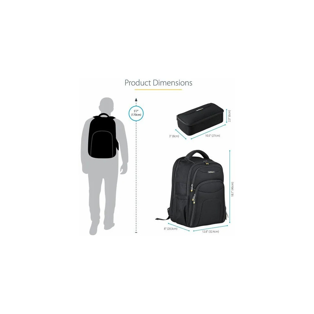 StarTech NTBKBAG173 17.3" LAPTOP BACKPACK, REMOVABLE ACCESSORY CASE, BLACK, LTW - Image 9