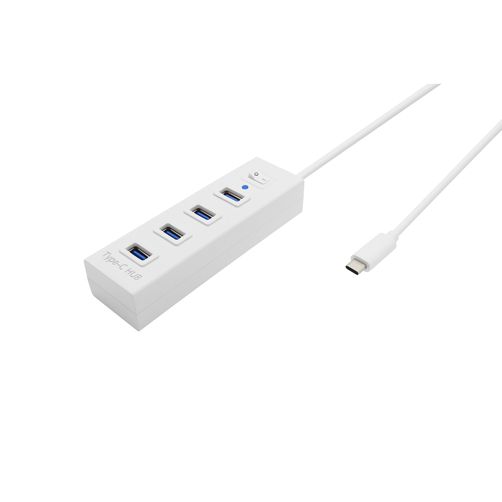 EZcool USBINTHUBHYD9003T Type-C USB 3.1 4-Port Hub with Switch White - Image 1