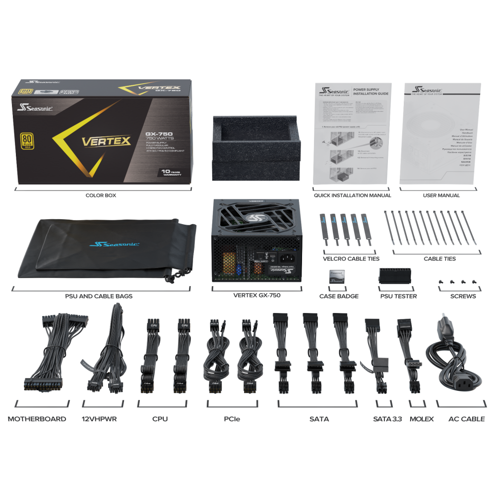 Seasonic PSUSEAVERTEX750GX VERTEX 750W (GX-750) 80 PLUS Gold Modular PSU ATX 3.0 - Image 7