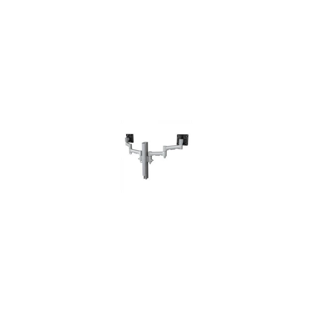 Atdec AWMS-2-4640-F-S Dual Monitor Mount with Swing Arms - F-Clamp - Silver - Image 1
