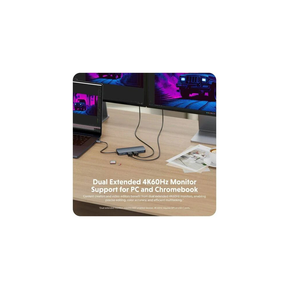 Targus HD4006GL HyperDrive HyperDrive Next 11 Port(s) USB Type C Docking Station for Monitor, Desktop PC, Notebook - Charging Capability - Memory Card Reader - SD - Midnight Blue - 2 Displays Supported - 4K @ 60Hz - 3840 x 2160 - 4 x USB Ports  - Image 11