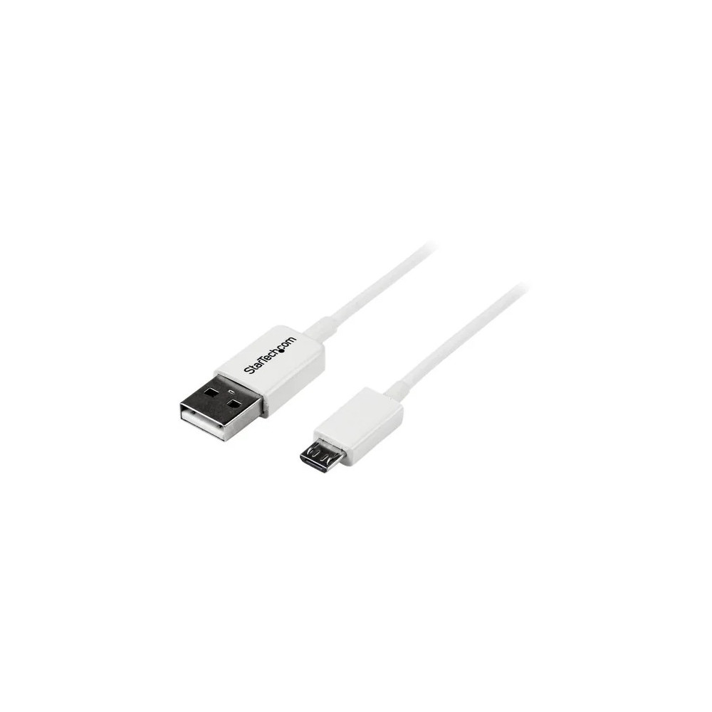 StarTech USBPAUB50CMW 0.5m White Micro USB Cable - A to Micro B - Cable for Cellular Phone, Camera, Hard Drive, Tablet PC - First End: 1 x 4-pin USB 2.0 Type A - Male - Second End: 1 x 5-pin Micro USB 2.0 Type B - Male - 480 Mbit/s - Shielding - - Image 1