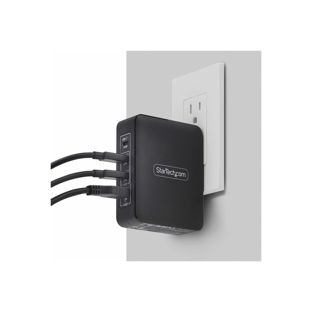 StarTech 3114GCU-WALL-CHARGER 140W 3 X USB C 1X USB A GAN WALL CHARGER INT - Image 4