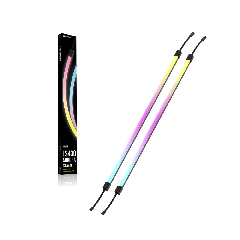 Corsair CL-9011138-WW LS430 Aurora RGB Light Strips - 430mm – 430×10×10mm, black, magnetic mount, addressable LEDs, iCUE compatible, flexible - Image 1