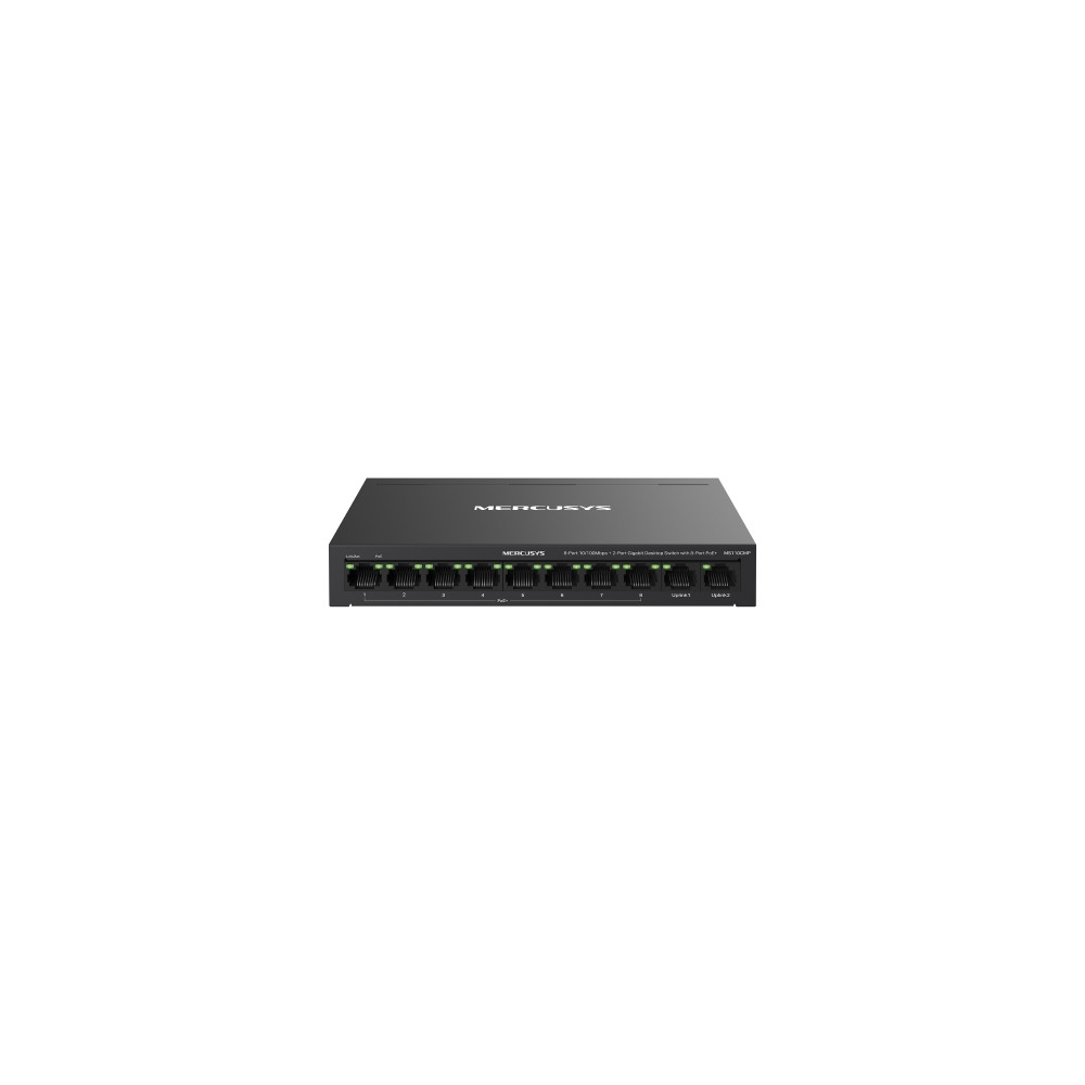 TP-LINK MS110CMP Mercusys 8-Port 10/100 Mbps + 2-Port Gigabit Desktop Switch with 8-Port PoE+ - Image 1