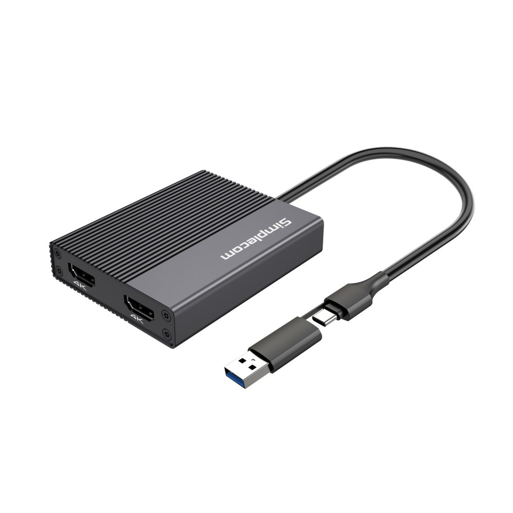 Simplecom DA369 USB 3.0 or USB-C to Dual 4K HDMI 2.0 Display Adapter for 2x 4K@60Hz Extended Screens - Image 1