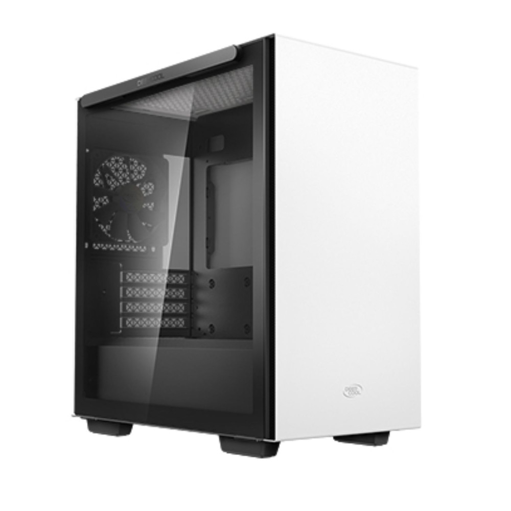 DEEPCOOL R-MACUBE110-WHNGM1N-G-1 MACUBE 110 White Minimalistic Micro-ATX Case, Magnetic Tempered Glass Panel, Removable Drive Cage, Adjustable GPU Holder, 1xPreinstalled Fan - Image 1