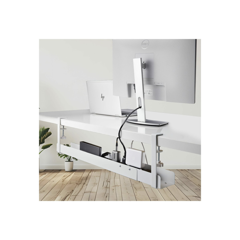 StarTech CALW-DESK-CABLE-TRAY UNDER DESK CABLE MANAGEMENT TRAY, LENGTH ADJUSTABLE CABLE ORGANIZER, CLAMP-ON - Image 2