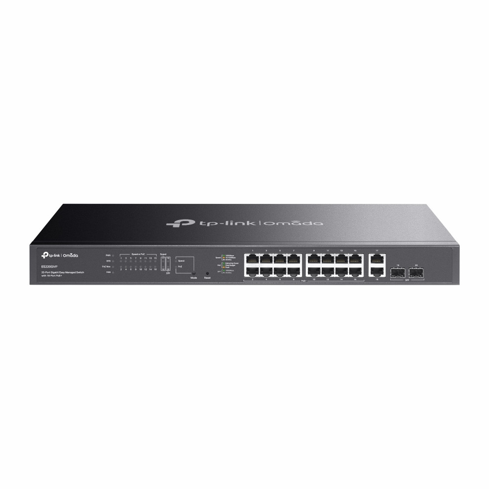 TP-LINK ES220GMP OMADA 20-PORT EASY MANAGED GIGABIT SWITCH, POE+(16), SFP/RJ45(4), 250W 5YR - Image 1