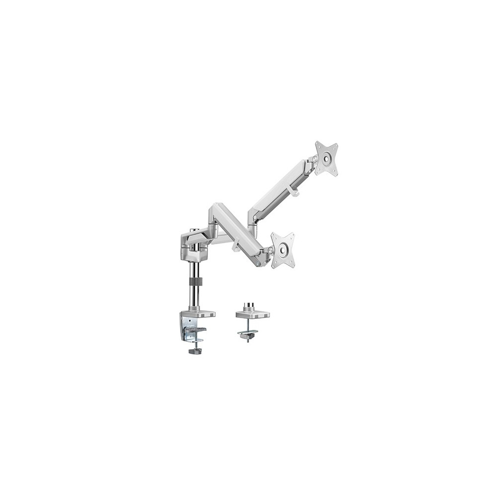 Brateck LDT37-C024P-GG Dual Monitors Pole-Mounted Epic Gas Spring Aluminum Monitor Arm Fit Most 17'-32' Monitors, Up to 9kg per screen VESA 75x75/100x100 Grey - Image 1