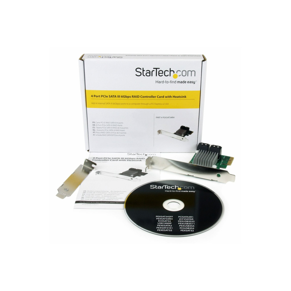 StarTech PEXSAT34RH 4 PORT PCIe X 2 SATA CONTROLLER CARD, HYPERDUO SSD TIERING, 2YR - Image 2