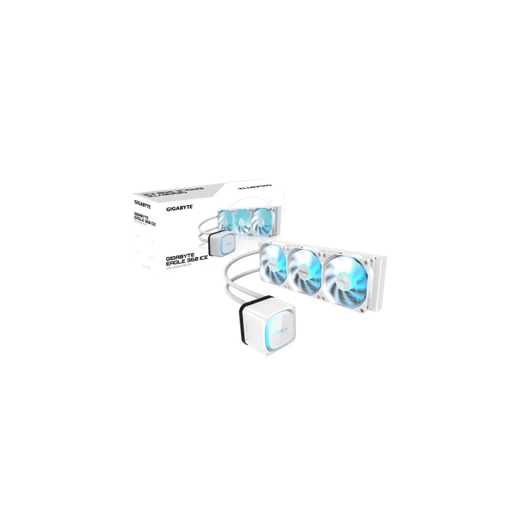Gigabyte GIGABYTE EAGLE 360 ICE 360mm alu rad, 3x120mm ARGB fans 600-2000RPM, Intel 1851/1700/115X/1200 AMD AM5/AM4, copper pump 3200RPM, 400mm tube - Image 1