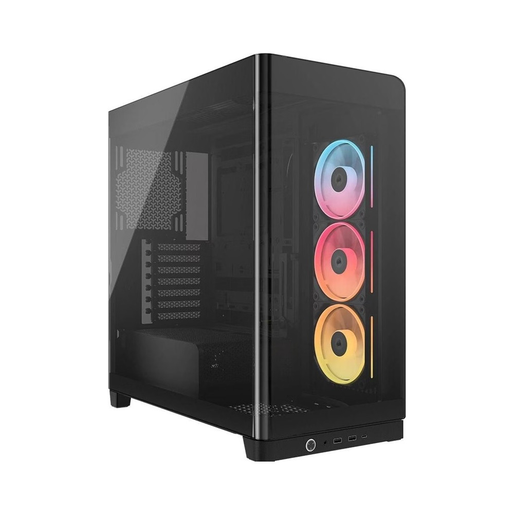Corsair CC-9011316-WW FRAME 4500X LX-R RGB LINK Panoramic Glass Mid-Tower PC Case Black: up to 460mm GPU, 360mm radiators, rich I/O, and versatile fan/rad mounts - Image 1