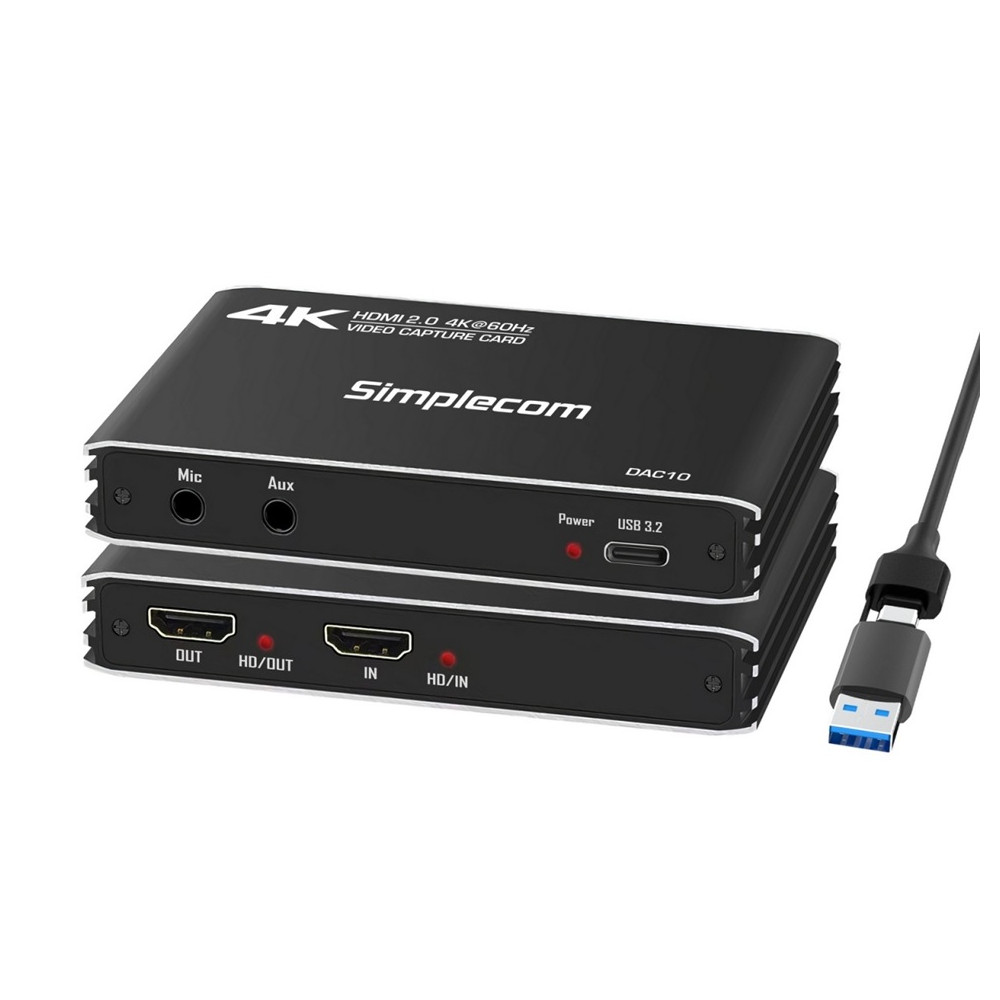 Simplecom DAC10 HDMI 2.0 to USB 4K@60hz Video Capture Card Stream and Record in 4K 60FPS - Image 1