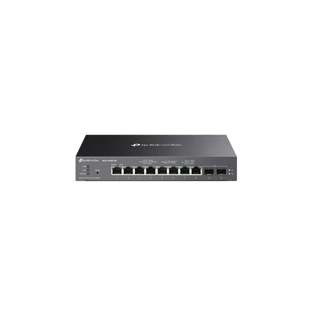 TP-LINK SG2210XMP-M2 OMADA 10-PORT MANAGED 2.5G DESKTOP SWITCH, POE+(8), 10G SFP(2),160W, 5YR - Image 1